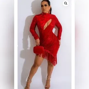Women's SEQUIN FRINGE MINI DRESS